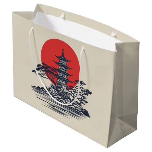 日の出日本のの美しい風景 ラージペーパーバッグ (裏面アングル)