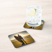 日の出時のサーファーのシルエット コースター (右側)