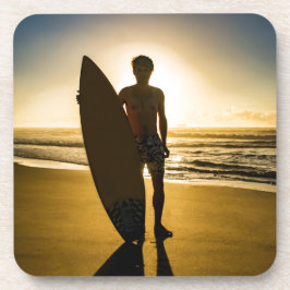 日の出時のサーファーのシルエット コースター