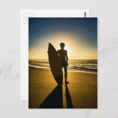 日の出時のサーファーのシルエット ポストカード (正面/裏面)