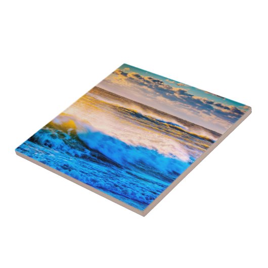 日の出時の海岸景観 タイル (側面)