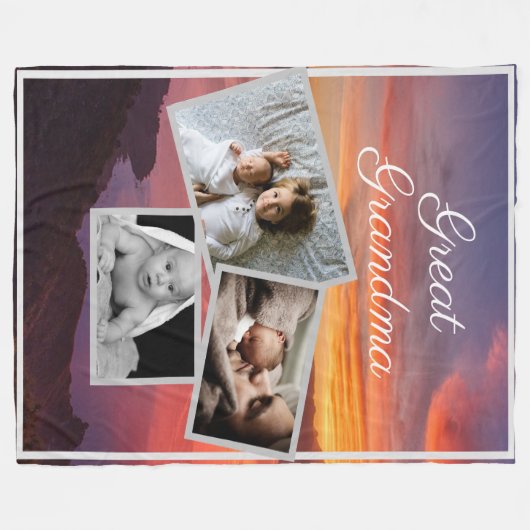 日の出素晴らしでおばあちゃんカスタムの子供の写真|過去記事 フリースブランケット (正面(横))