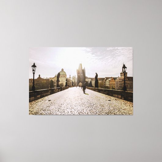 日の出絵画にプラハのシャルル橋の キャンバスプリント (正面)