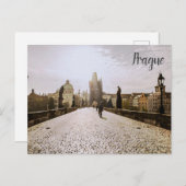 日の出絵画にプラハのシャルル橋の ポストカード (正面/裏面)