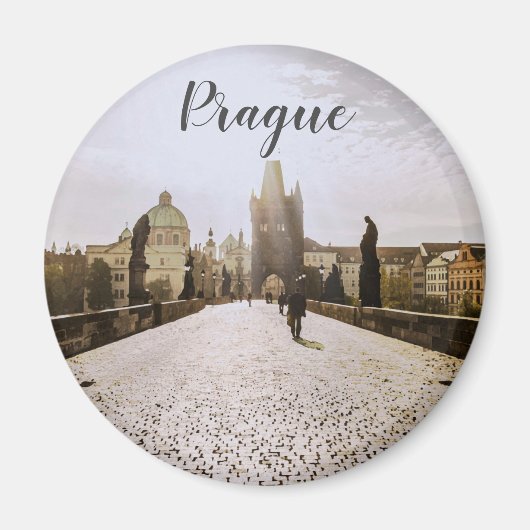 日の出絵画にプラハのシャルル橋の マグネット (正面)