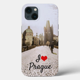 日の出絵画にプラハのシャルル橋の iPhone 13ケース