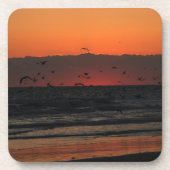 日の出飛んでいるの水上の鳥の写真 コースター (正面)
