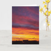 日の出飛行機出発 カード (黄色い花)