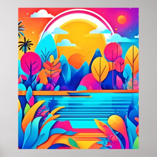 日の出鮮やかの風景 ポスター (正面)