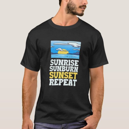 日の出 サンオイル焼け 日没 繰り返す Tシャツ (正面)