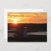 日の出、ハリファックス港の灯台、写真 ポストカード (正面/裏面)