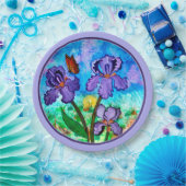 日の出(ラベンダーのトリム)の紙皿のアイリス ペーパープレート (パーティー)