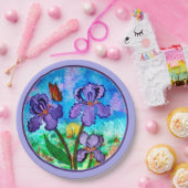 日の出(ラベンダーのトリム)の紙皿のアイリス ペーパープレート (パーティー)