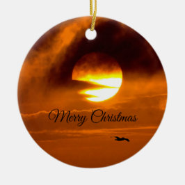 日の出、日没の海岸 セラミックオーナメント