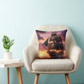 日の出・日没の海賊船 クッション (椅子)