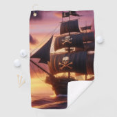 日の出・日没の海賊船 ゴルフタオル (インサイチュ)