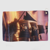 日の出・日没の海賊船 ゴルフタオル (横)