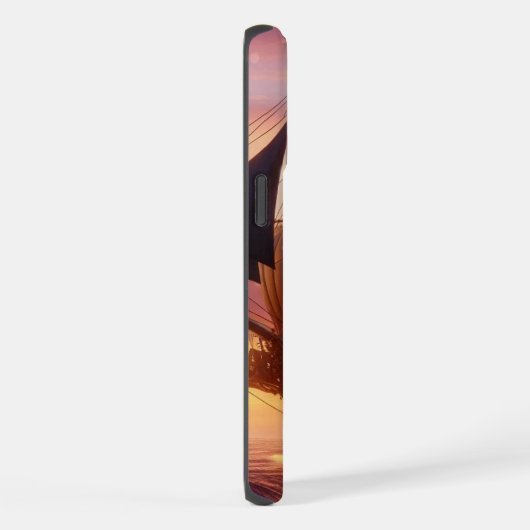 日の出・日没の海賊船 iPhoneケース (右側面)