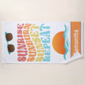 日の出、日焼け、日の入り、繰り返カラフルし ビーチタオル (正面)