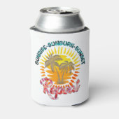 日の出 – 日焼け – 日没 – 繰り返し | ゴールデンパームツリーズ 缶クーラー (缶裏面)