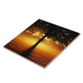 日の出、木のシルエット、 タイル (側面)