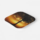 日の出、木のシルエット、 ペーパープレート (傾斜あり)