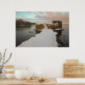 日の出Chasewater Castle, UK(犬)スタッフォード ポスター (キッチン)