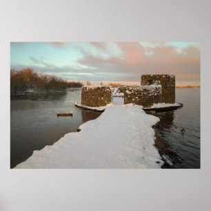 日の出Chasewater Castle, UK(犬)スタッフォード ポスター