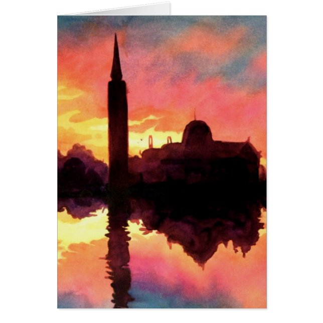 "日の出Giudecca"の都市景観の水彩画 (正面)