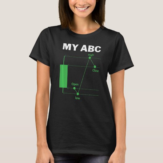 日の取引おもしろい引用文ABC株式ブローカー市場 Tシャツ (正面)