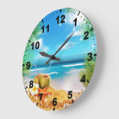 日の夏の丸い壁時計 ラージ壁時計 (傾斜)