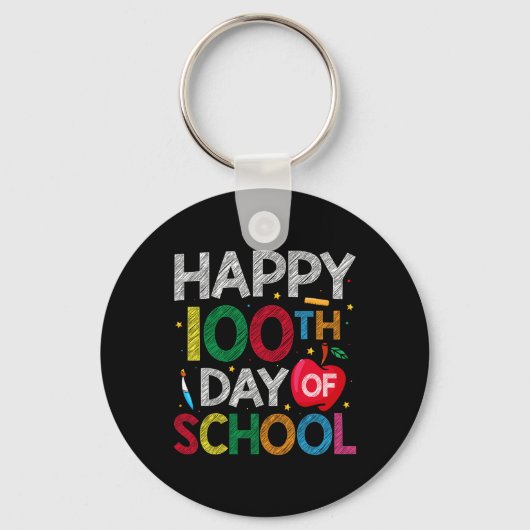 日の学校先生と子供ハッピー100th Day No キーホルダー (正面)