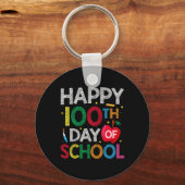 日の学校先生と子供ハッピー100th Day No キーホルダー (正面)
