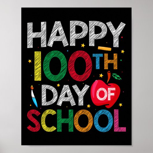 日の学校先生と子供ハッピー100th Day No ポスター (正面)