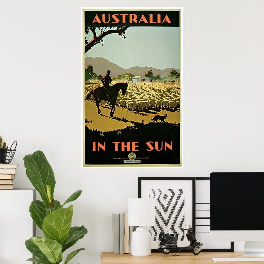 日の当たり~オーストラリアのヴィンテージ旅行 ポスター (ホームオフィス)