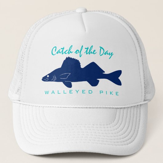 日の捕獲物- Walleyedパイクの魚釣りの帽子 キャップ (正面)
