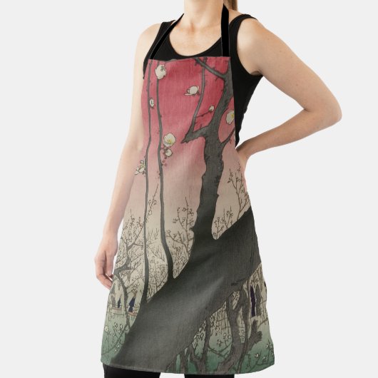 日の日本の出の日没の梅園 エプロン (インサイチュ)