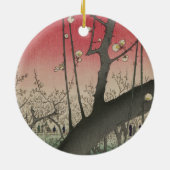 日の日本の出の日没の梅園 セラミックオーナメント (裏面)