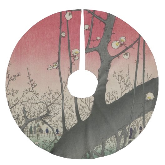 日の日本の出の日没の梅園 ブラッシュドポリエステルツリースカート (正面)