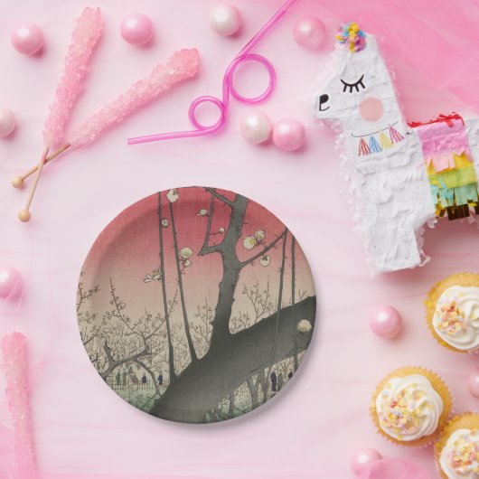 日の日本の出の日没の梅園 ペーパープレート (パーティー)