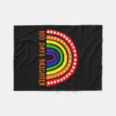 日の明るいおもしろい先生100日目 フリースブランケット (正面(横))