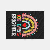 日の明るい虹100th学校の先生 フリースブランケット (正面(横))