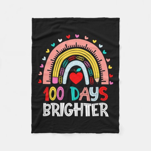 日の明るい虹100th学校の先生 フリースブランケット (正面)