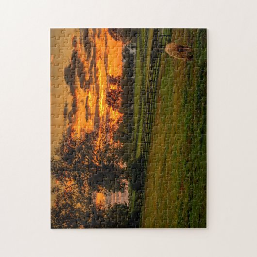 日の暮れ時に一頭の馬 ジグソーパズル (縦)