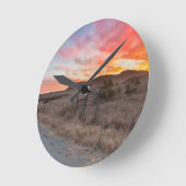 日の最初日没 ラウンド壁時計 (傾斜)