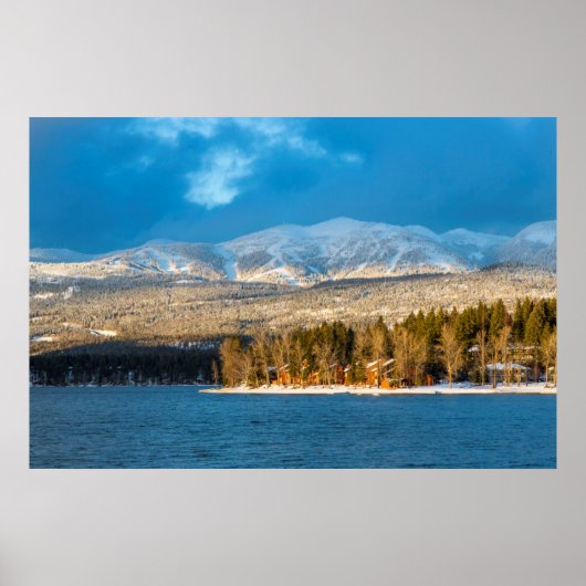 日の最後の光がホワイトフィッシュのスキ走ーに輝く ポスター (正面)