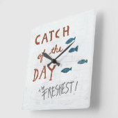 日の沿岸芸術|の捕獲物 スクエア壁時計 (傾斜)