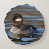 日の照った海にかわいいバッファヘッドアヒル ラウンドクッション (裏面)