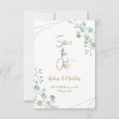 日の緑の水彩の金ゴールド枠の保存 招待状 (正面)