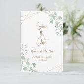 日の緑の水彩の金ゴールド枠の保存 招待状 (スタンド正面)